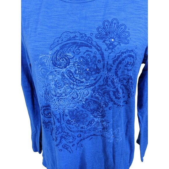 Earth Yoga Top Womens XXL Blue Organic Cotton Long Sleeve Sustainable Organic - Picture 2 of 6